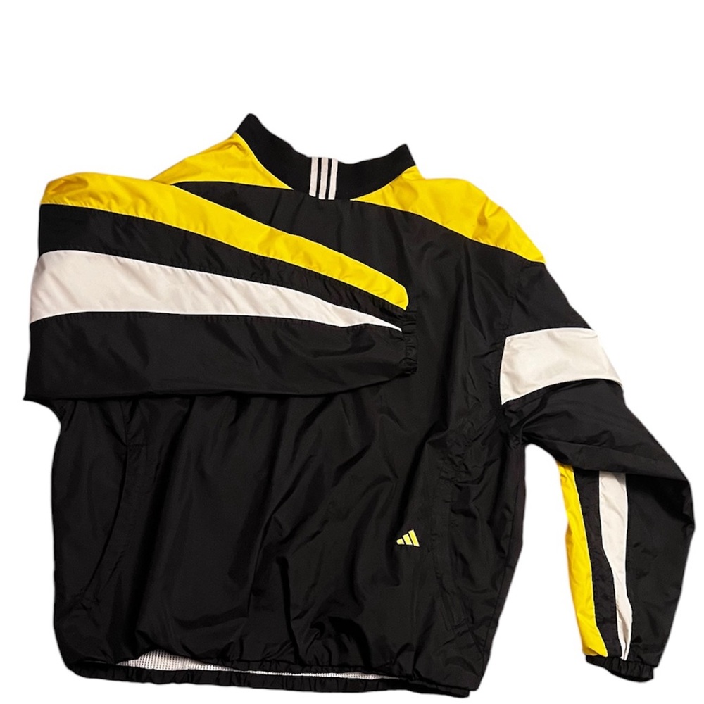 Vintage Adidas Jacket Mens Medium Black Yellow Track Windbreaker